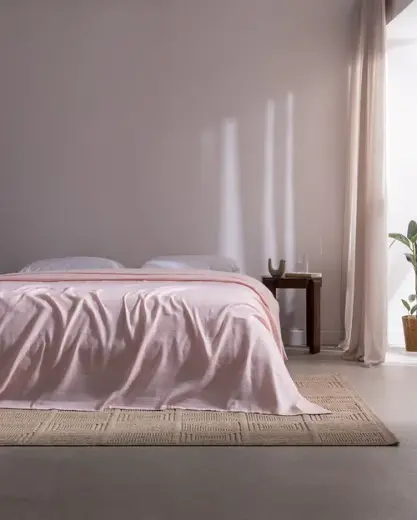 Mathilda King Size Pamuklu Ecocell Düz Pike - Pudra