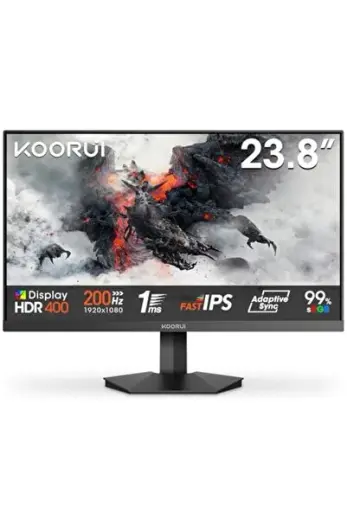 Oyun Monitörü 24 inç, 200Hz PC ekranı FHD 1920x1080 Fast IPS HDR400, Adaptive Sync 1ms, HDMI 2.0 ve DP 1.4, VESA 75x75 mm-G2411P