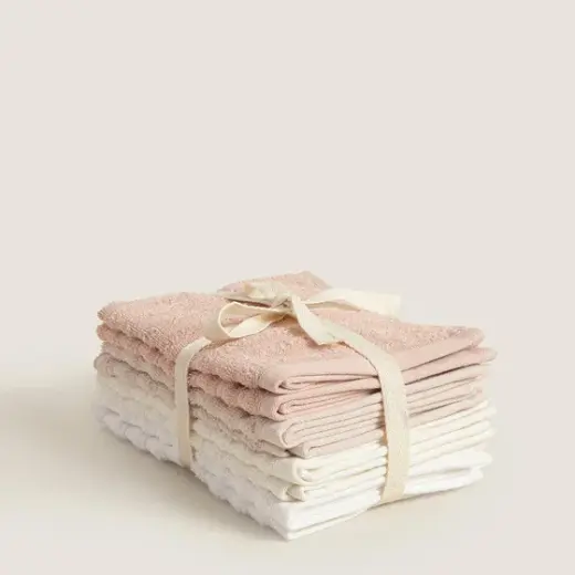 Waved %100 Pamuk 8'li El Havlusu Seti 30x40 cm SOMON/BEJ/EKRU/BEYAZ