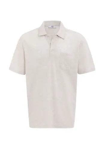 Ekru Regular Armürlü Polo Yaka Tişört