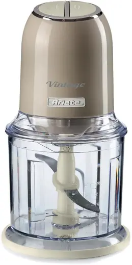Ariete Vintage Doğrayıcı Bej 0438/03-2 Hız Kademeli, 2 Buton ve 4 Paslanmaz Çelik Bıçak, Sebze Doğrayıcı, Buz Kırıcı Özellikli, 600 ml Ölçekli Kupa ile Kullanım Kolaylığı