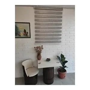 Kidmex Zebra -ahşap Desenli Koyu Kahve Rengi Bambu Zebra Stor Perde 60x260 cm