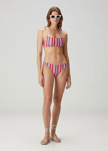 Positano Kırmızı Çizgili Hipster Bikini Altı
