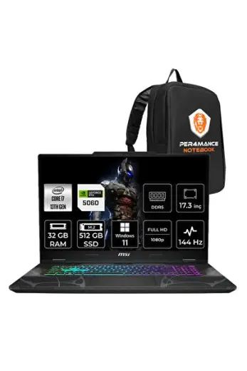 Cyborg 17 i7 13620H RTX 5060 8GB 32GB RAM 512GB SSD 17.3" FHD 144Hz Win11 Pro B13WFKG092XTRP417 Gaming Laptop + Per4 Çanta