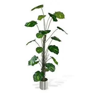 Nettenevime Yapay Ağaç Difenbahya Tropik 18 Dallı Çalılı Gövde 120x60cm Gümüş Aleminyum Saksıda