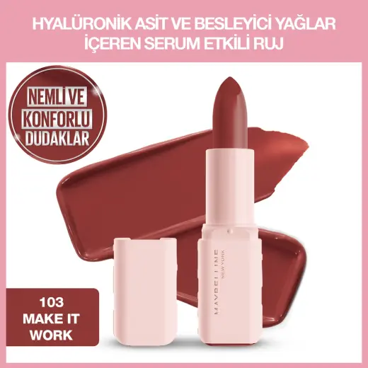 Maybelline New York Serum Etkili Hyalüronik Asit ve Besleyici Yağ İçeren Ruj 103 Make It Work