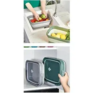 Citim Katlanır Badya Leğen Akordiyon Katlanabilir Badya 7 Litre Gri- Beyaz