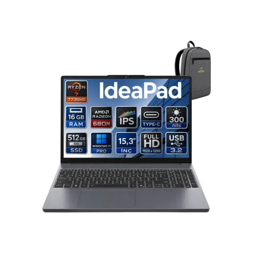 Lenovo Ideapad Slim 3 Ryzen7 7735HS 16 GB 512 GB SSD 15.3" Wuxga WİN11PRO Dizüstü Bilgisayar 83K70098TROKA06