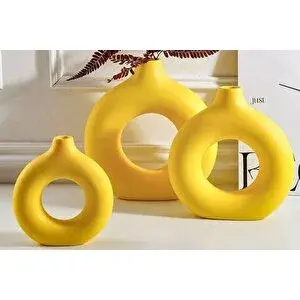 Vivense Halka Vazo Üçlü Set, Sari