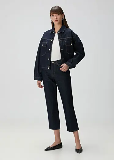 The Hang Straight Lacivert Jean Pantolon