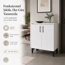 Garaj Home 4 Raflı Ayakkabılık Çok Amaçlı Dolap Beyaz 10