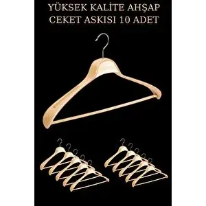 Manken İstanbul 10 Adet Yüksek Kalite 48 Cm Ahşap Askı Ceket Askısı Takım Elbise Askısı Ahşap Elbise Askısı