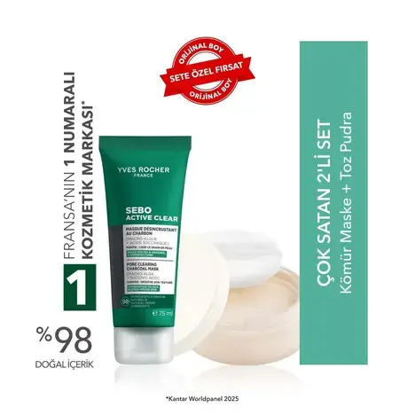 Çok Satan 2'li Set- Kömür Maske 75 ml & Toz Pudra 8.5 g