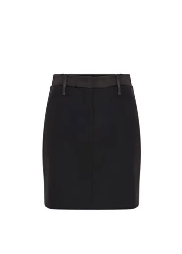 Siyah Yün Kadın Mini Etek