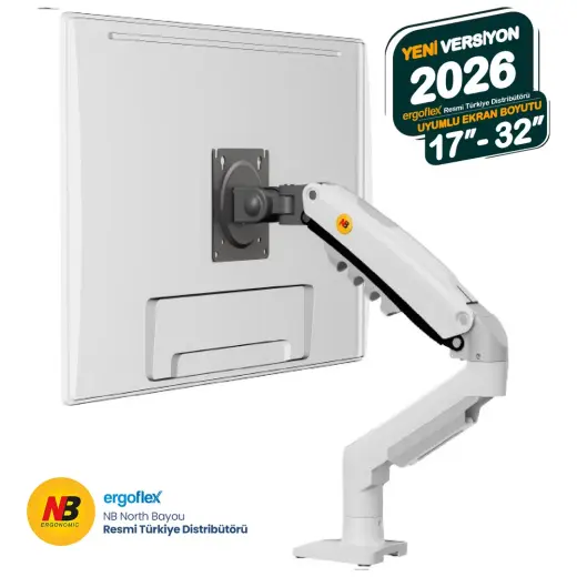 Nb North Bayou Nb F80 17"-32" Amortisörlü Monitör Standı 2026 Versiyon Beyaz Metal 2-9 kg Taşıma Kapasitesi
