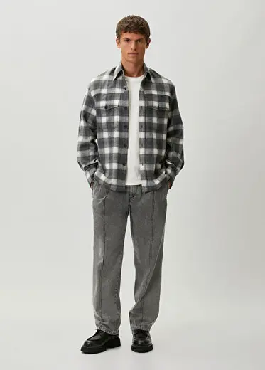 Loose Fit Gri Jean Pantolon