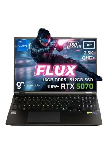 FLUX GR16 Intel Core i7-14650HX GeForce RTX 5070 8GB 115W 16GB DDR5 512GB SSD 16 inç 2.5K QHD+ 180Hz FreeDos Gaming Laptop