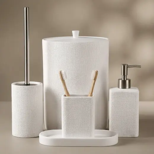Linen Banyo Seti Beyaz