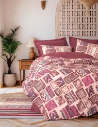 Ethnic Çift Kişilik Nevresim Takımı Estilo Bordo 2