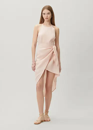 Held In Passing Pembe Keten Elbise