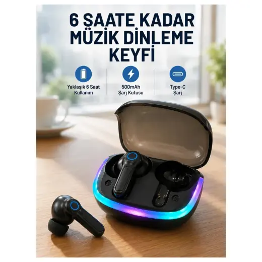 Masa Dostu Enc Mikrofonlu Bluetooth 5.4 Kablosuz Kulaklık 40MS Düşük Gecikmeli Tws Kulaklık Tdms-07