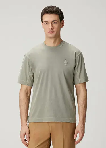 Yeşil Logo Nakışlı T-shirt