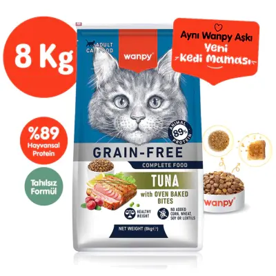 Wanpy Ton Balıklı Tahılsız Yetişkin Kedi Maması 8kg