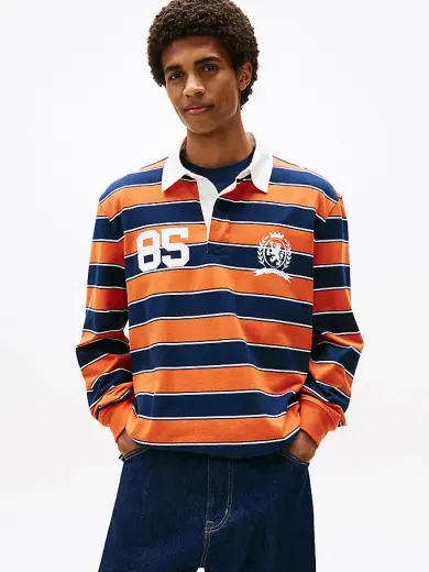 Erkek TJM Relax Stripe Rugby Polo T-shirt