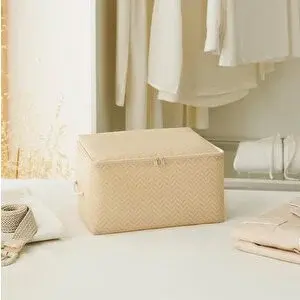 Ocean Home Textile Küçük Boy Bej Balıksırtı Hurç 30 X 22 X 18 Cm