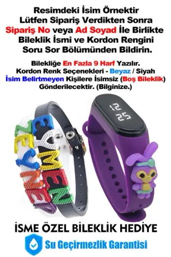 Hediye Bileklik Figürlü Çocuk Kol Saati 5 Atm Su Geçirmez Dokunmatik Dijital Led