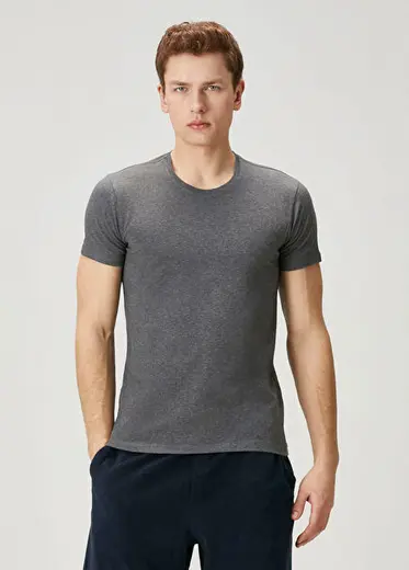 2li Koyu Gri Basic T-shirt