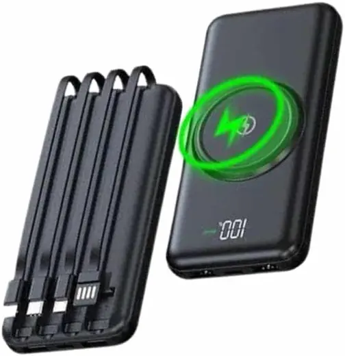 YamanHobi,Wireless Powerbank 10000 Mah LED Ekranlı Dahili Kablolu Hızlı Şarj -