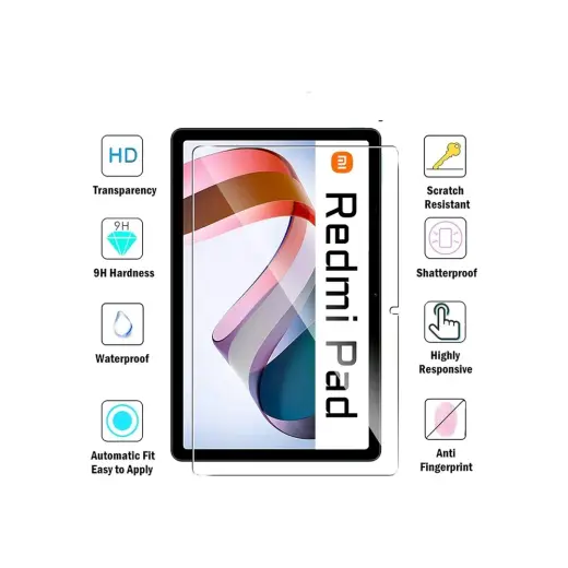 M.TK Moveteck Xiaomi Redmi Pad 6 GB Ram 128 GB Tablet Için Ekran Koruyucu Nano Kırılmaz Tam Kaplar Cam