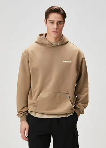 Açık Kahverengi Kapüşonlu Sweatshirt