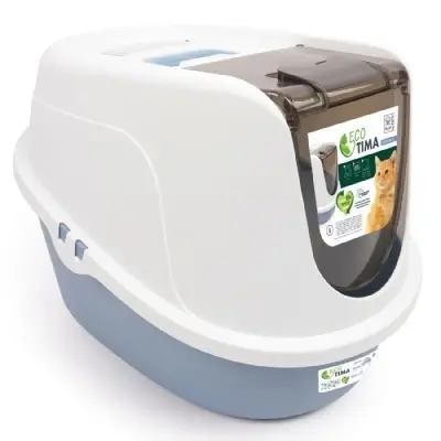 M-Pets Eco Tima Kapalı Kedi Tuvaleti 60x45x42,5cm (Mavi) [L]