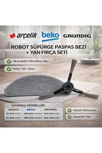 Robot Süpürge Paspas ve Fırça Seti, Yedek Parça, Temizlik Aksesuarı