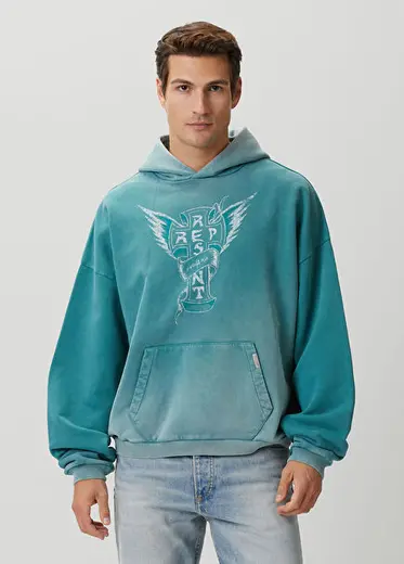 Westside Yeşil Kapüşonlu Logo Baskılı Sweatshirt