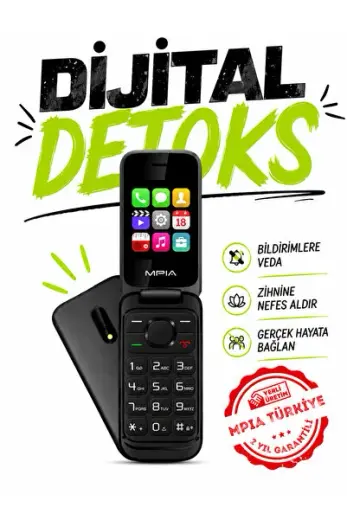 Yerli Üretim Kamerasız Kapaklı Tuşlu Detoks Cep Telefonu Öğrenci Yaşlı BTK 7 Gün Şarj 2 Yıl Garanti