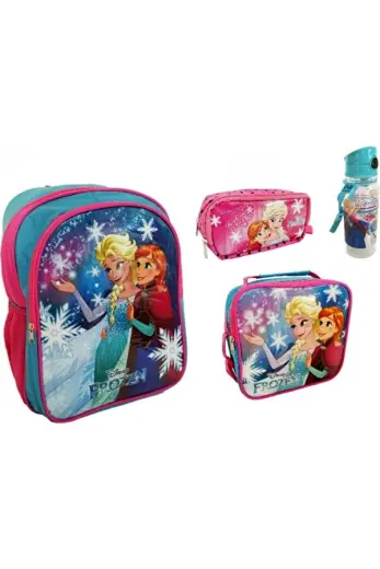Frozen Okul Çantası Beslenme Çantası Kalemlik Matara 4'lü Set