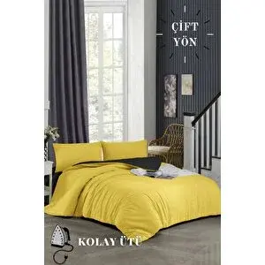 ELY PARKER (160x200 Lastikli Çarşaflı) Çift Kişilik Nevresim Takımı, Çift Renk, Kırışmaya Dayanıklı 160x200 cm