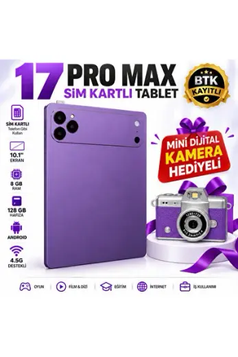 17 ProMax Sim Kartlı Mini Dijital Kamera Hediyeli-Klavye+Mous+Kalem+Kılıf Full Set