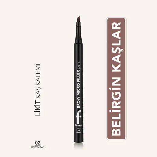 Flormar Brow Micro Filler Tarak Uçlu Doğal Bitişli Kaş Kalemi 02 Light Brown