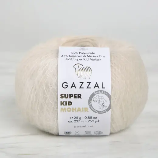 Gazzal Super Kid Mohair Krem 25 Gr El Örgü İpi - 64436