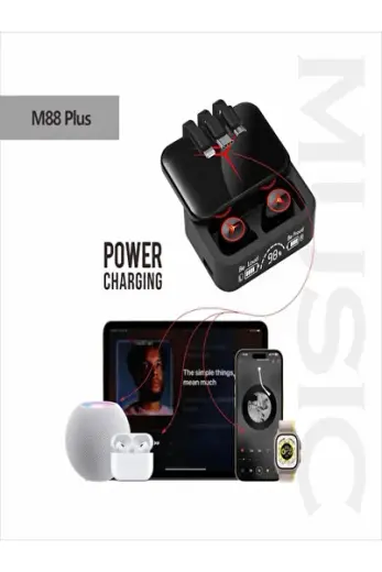 Time&Tech M88Plus BT 5.2 kablosuz kulaklık M88 artı 2 in 1 kulaklık ve powerbank 1200 mah
