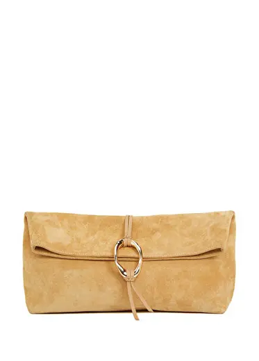 Hardal Kadın Süet Clutch