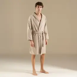 Solıd Bambu Unısex Bornoz Koyu Bej 6