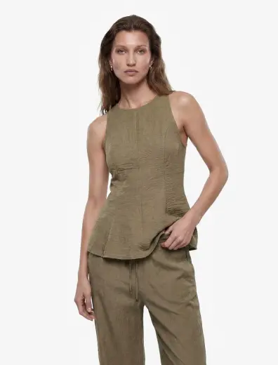 Kolsuz Bisiklet Yaka Peplum Bluz