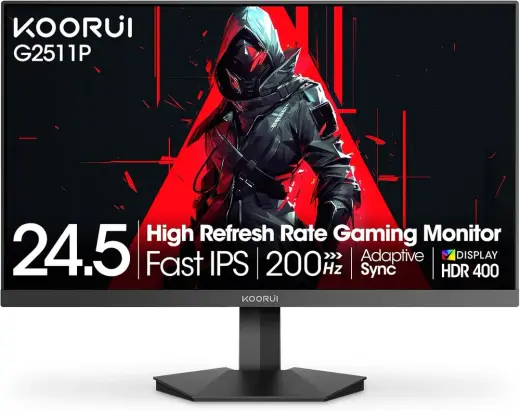 KOORUI Oyun Monitörü 25 inç, 170Hz FHD 1080p Bilgisayar Monitörü, 1ms GTG, Adaptif G-Sync, FreeSync Premium, 3 Taraflı Çerçevesiz, HDMI x 2, DisplayPort, Siyah, 25E3A