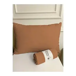 Setekshome Lastikli Çarşaf+2 Adet Yastık Kılıfı Çift Kişilik Düz Taba Akfil Kumaş