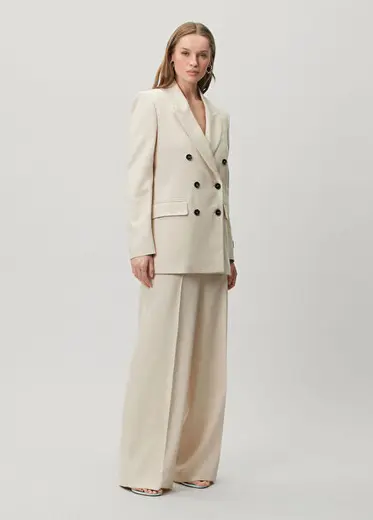 Bej Wide Leg Pantolon